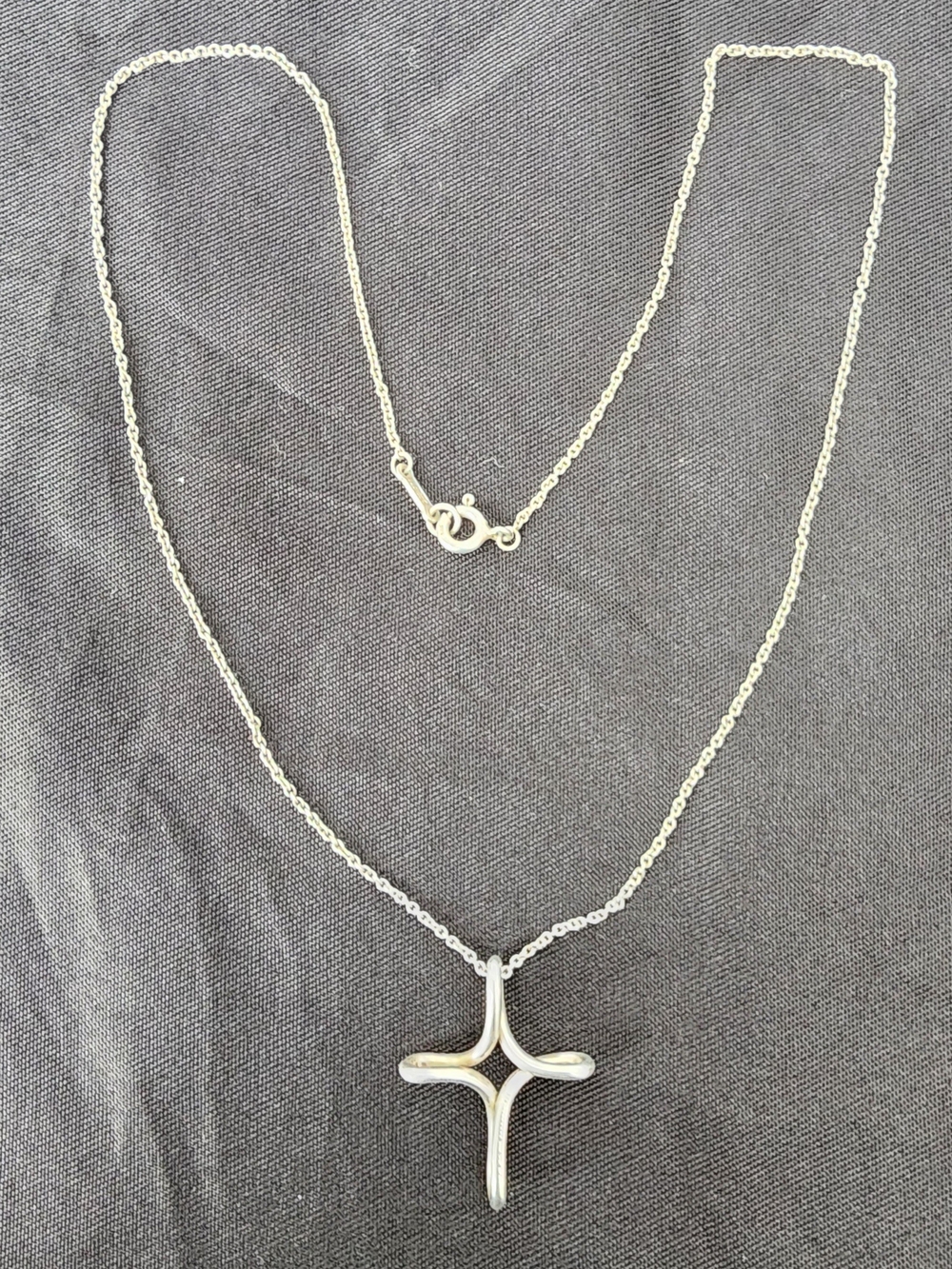 Auth Tiffany & Co. Peretti 925 Cross Pendant Necklace